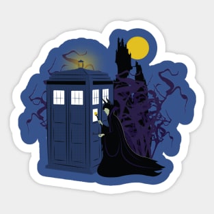 Maleficent and the Tardis Sticker